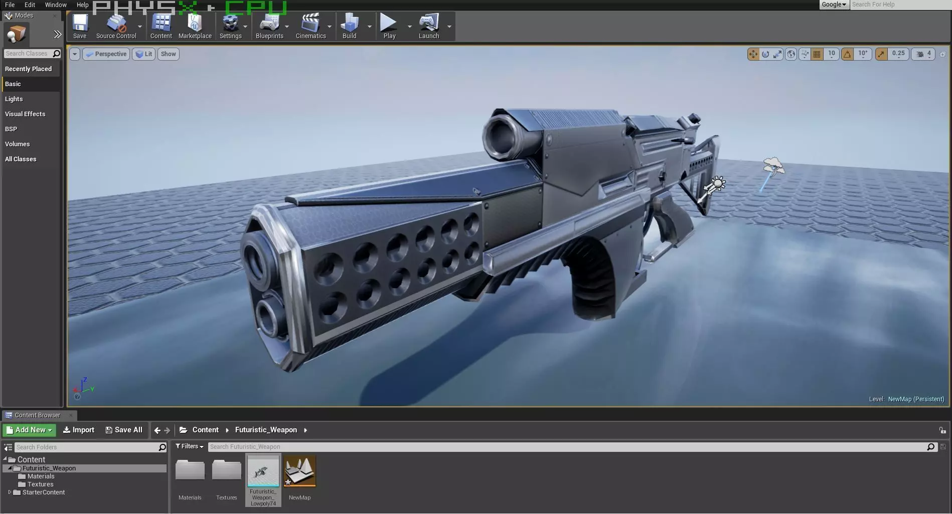 Futuristic Weapon Concept Low Poly Version Low-poly 3D model_0