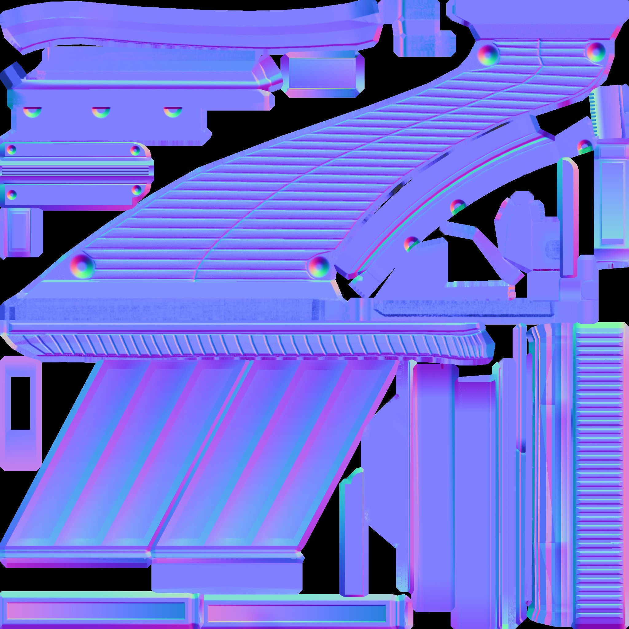 Futuristic Weapon Concept Low Poly Version Low-poly 3D model_46