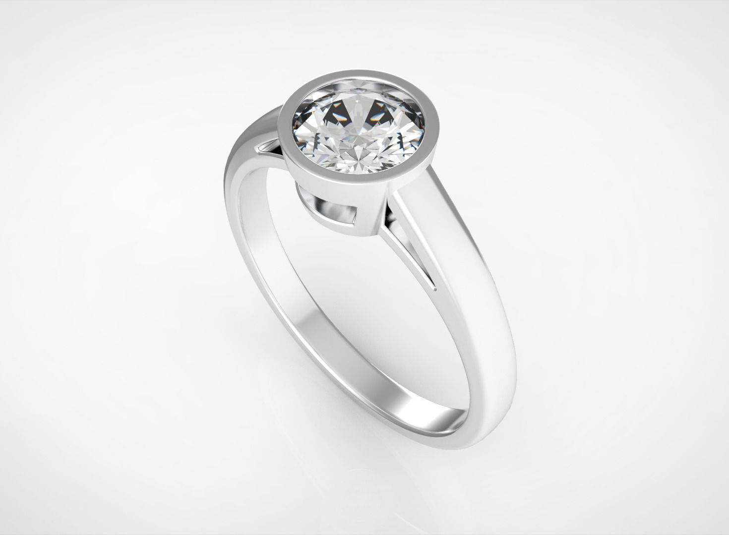 Engagement ring with one stone 3D print model_1