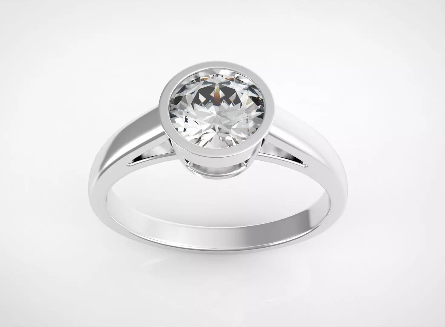 Engagement ring with one stone 3D print model_0