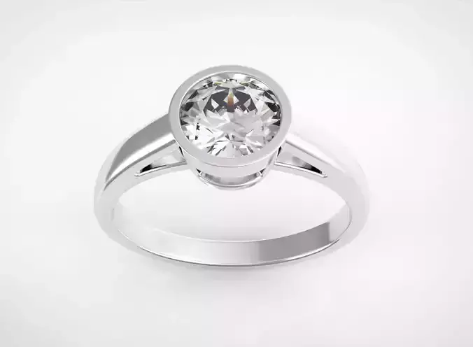 Engagement ring with one stone 3D print model