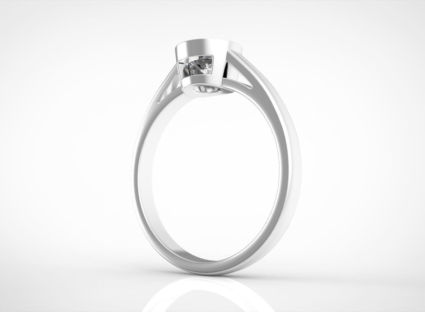 Engagement ring with one stone 3D print model_2
