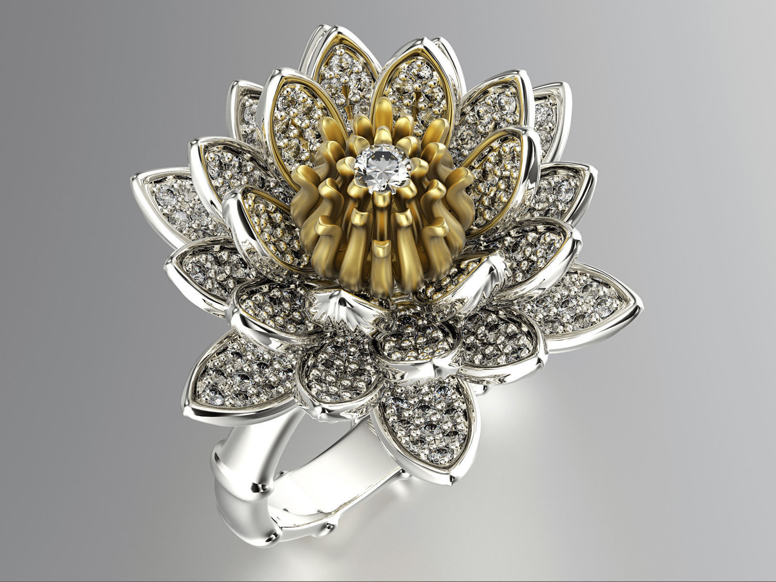 Lotos fashion ring 0004 3D print model_3