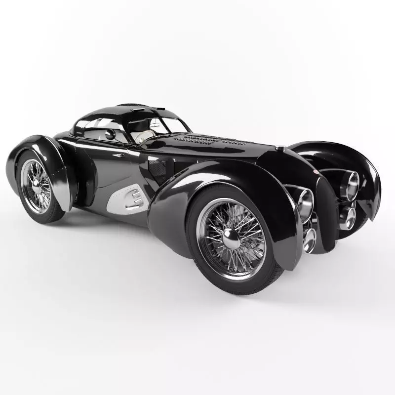 bugatti vintage car 3D model_0