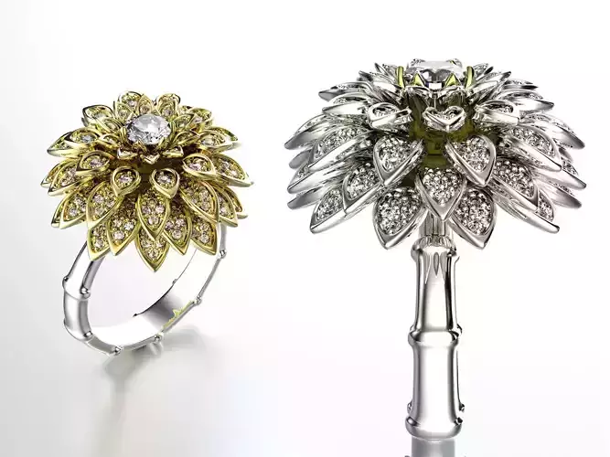 Dahlia fashion ring 0004 3D print model