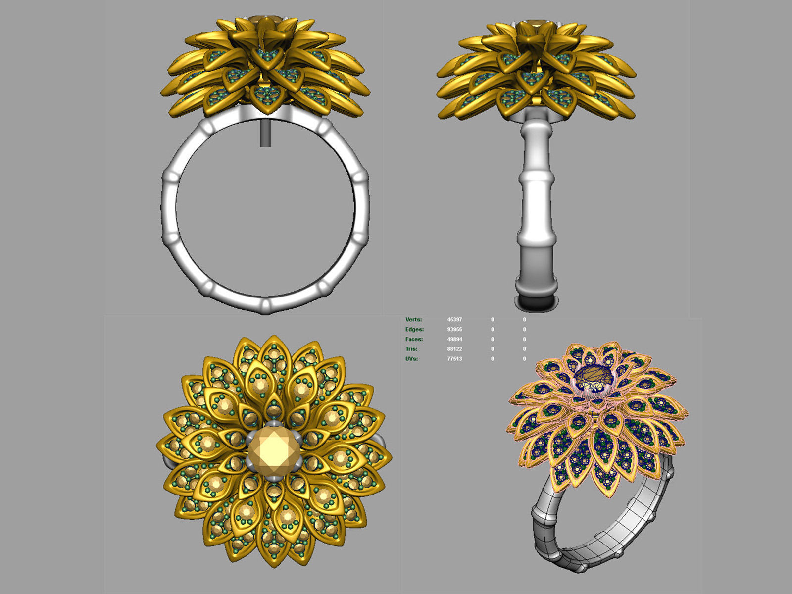 Dahlia fashion ring 0004 3D print model_9