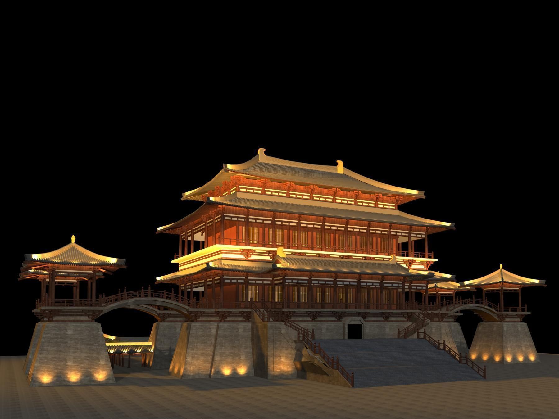 China Temple lighting 1 3D CGTrader