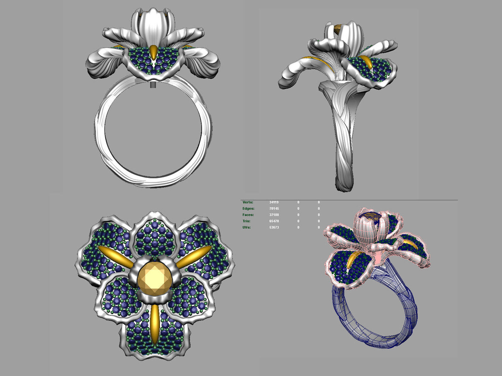 Iris fashion ring 0004 3D print model_13