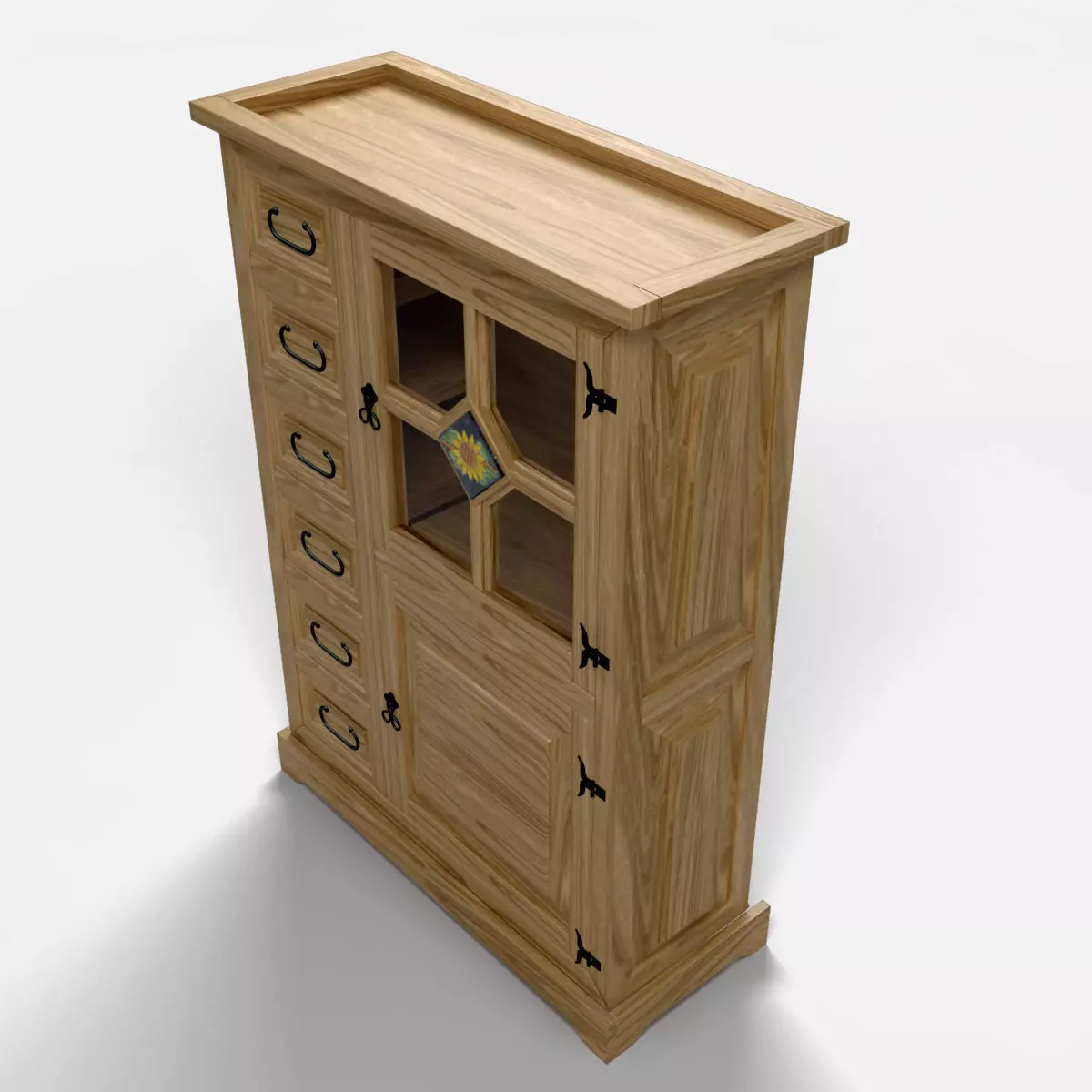 D4C213 Sunflower Rustic Dishes Furniture Vajillero Girasol 3D model_0