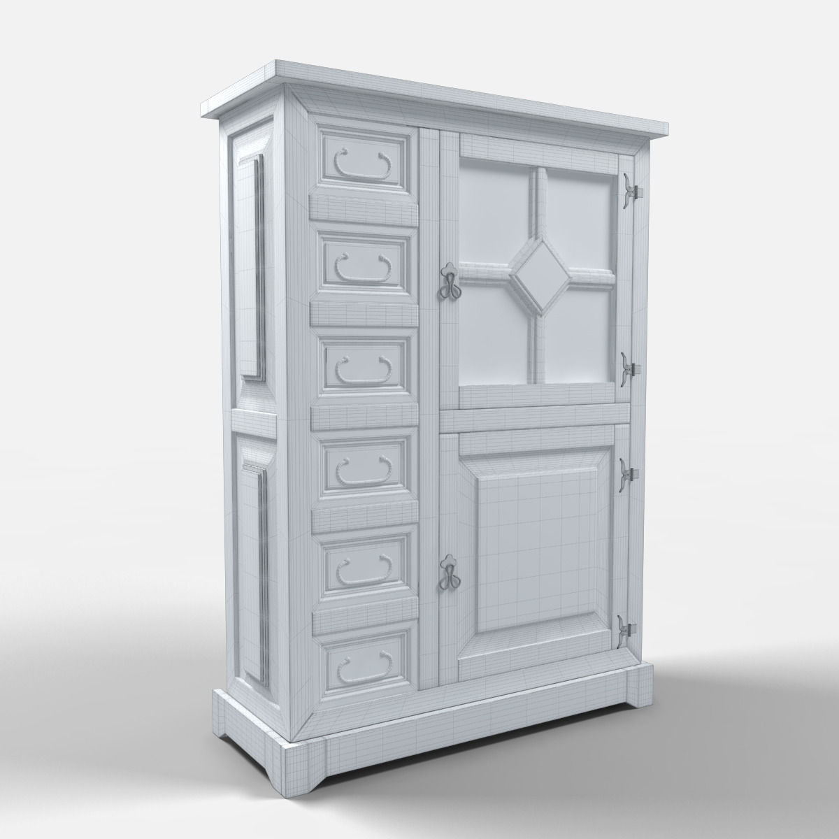 D4C213 Sunflower Rustic Dishes Furniture Vajillero Girasol 3D model_4