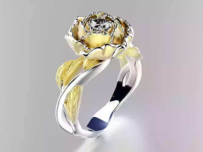 Peony fashion ring 0004 3D print model