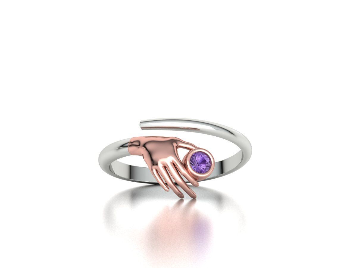 Delicate Hand Jewelry Ring Bezel 3mm gem 3D model 3D print model_1