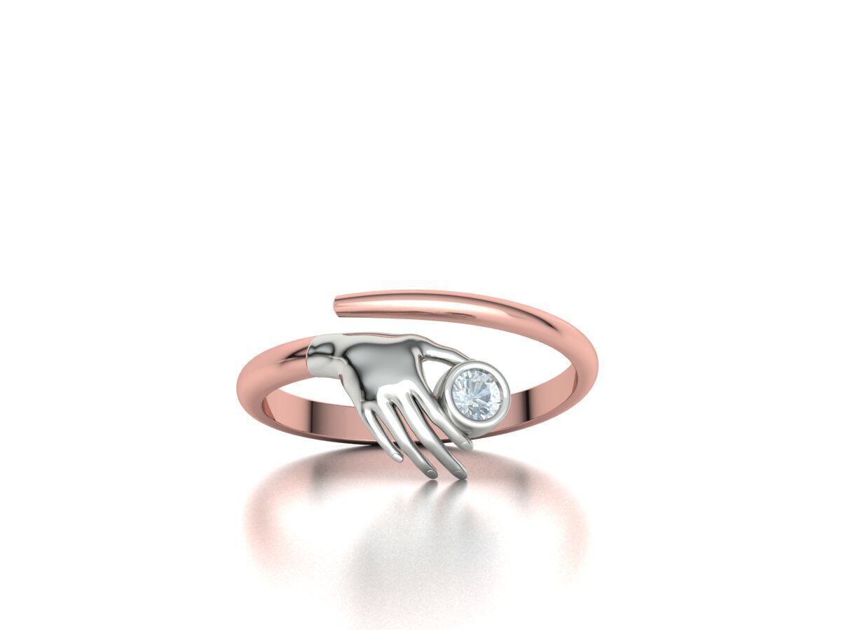 Delicate Hand Jewelry Ring Bezel 3mm gem 3D model 3D print model_26