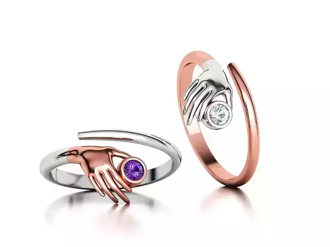 Delicate Hand Jewelry Ring Bezel 3mm gem 3D model 3D print model