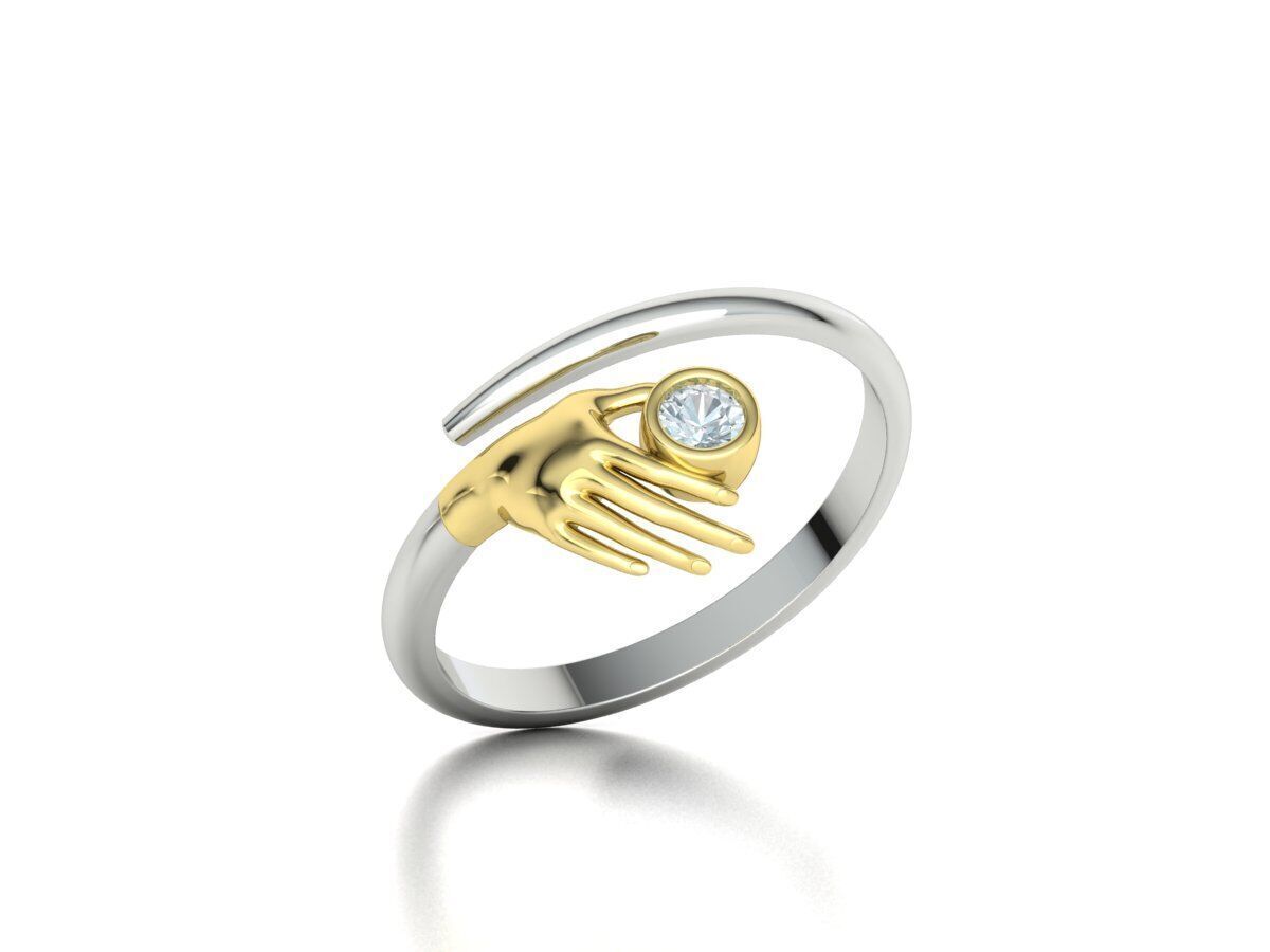 Delicate Hand Jewelry Ring Bezel 3mm gem 3D model 3D print model_17