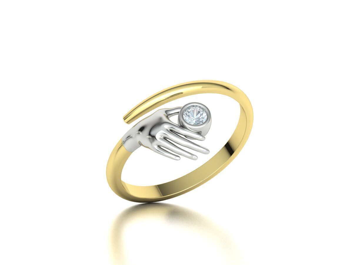 Delicate Hand Jewelry Ring Bezel 3mm gem 3D model 3D print model_15