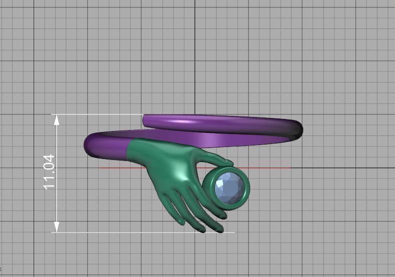 Delicate Hand Jewelry Ring Bezel 3mm gem 3D model 3D print model_8