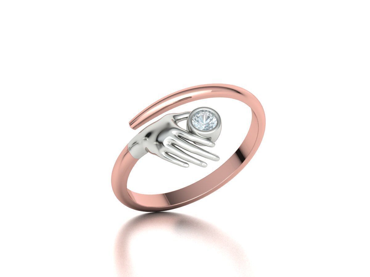 Delicate Hand Jewelry Ring Bezel 3mm gem 3D model 3D print model_14