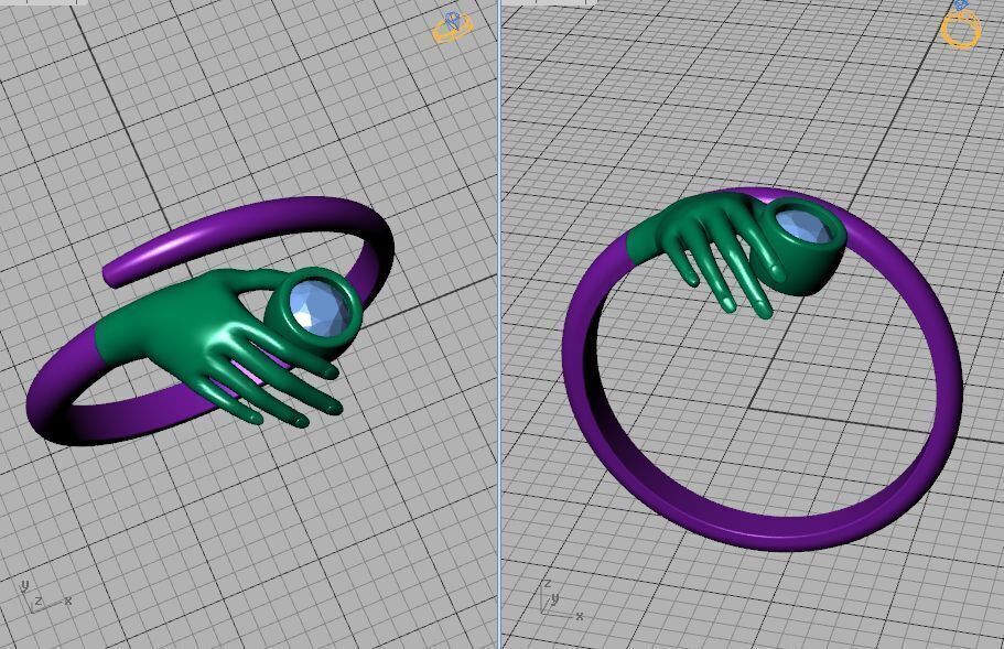 Delicate Hand Jewelry Ring Bezel 3mm gem 3D model 3D print model_29