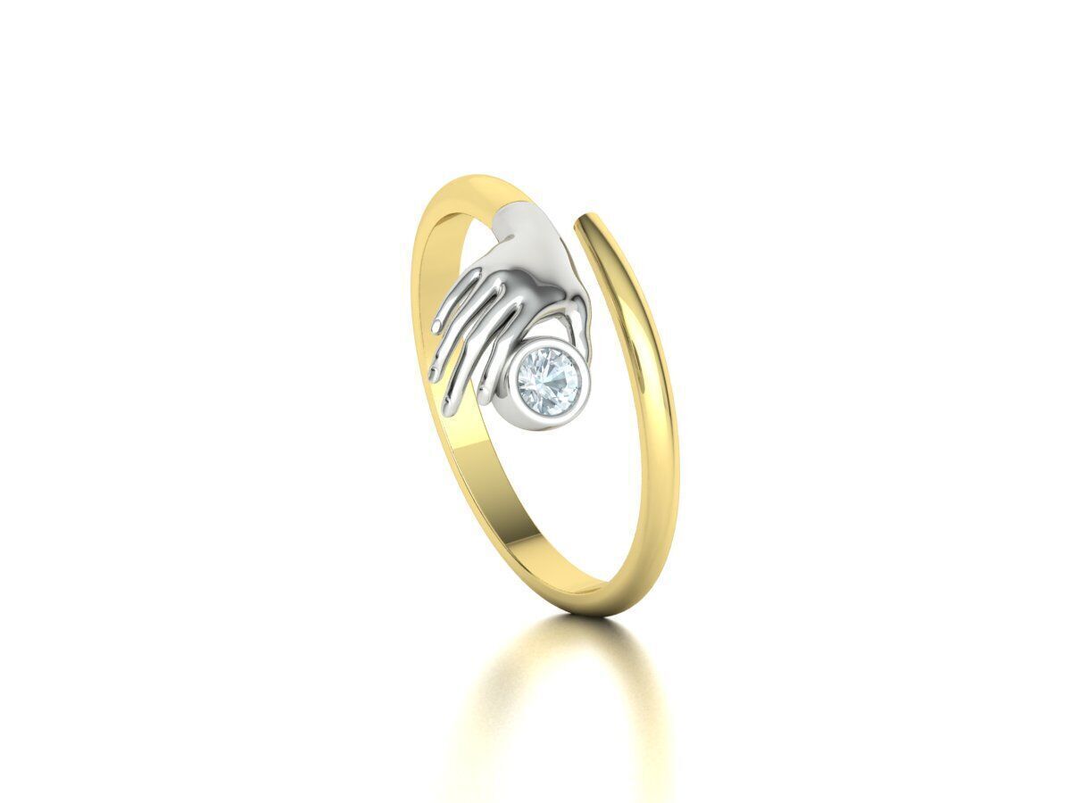 Delicate Hand Jewelry Ring Bezel 3mm gem 3D model 3D print model_5