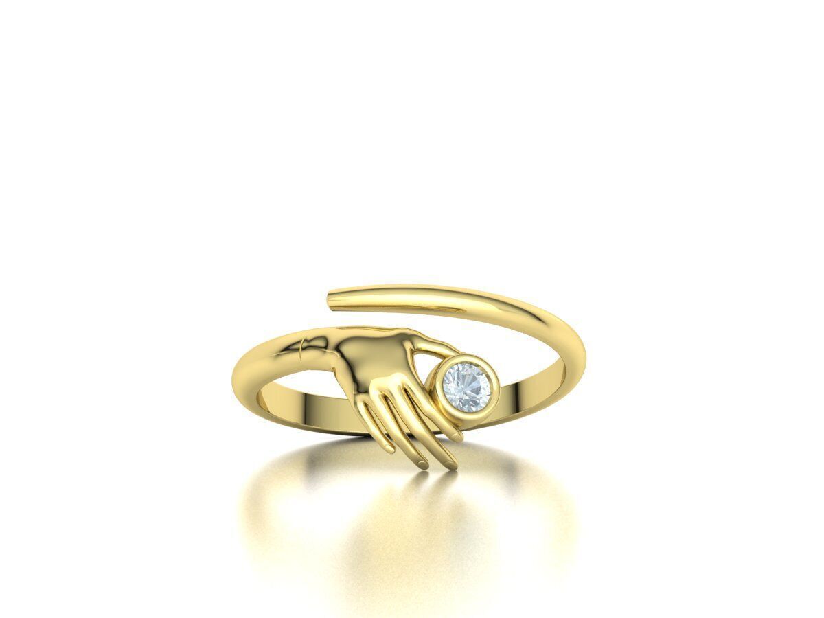 Delicate Hand Jewelry Ring Bezel 3mm gem 3D model 3D print model_12