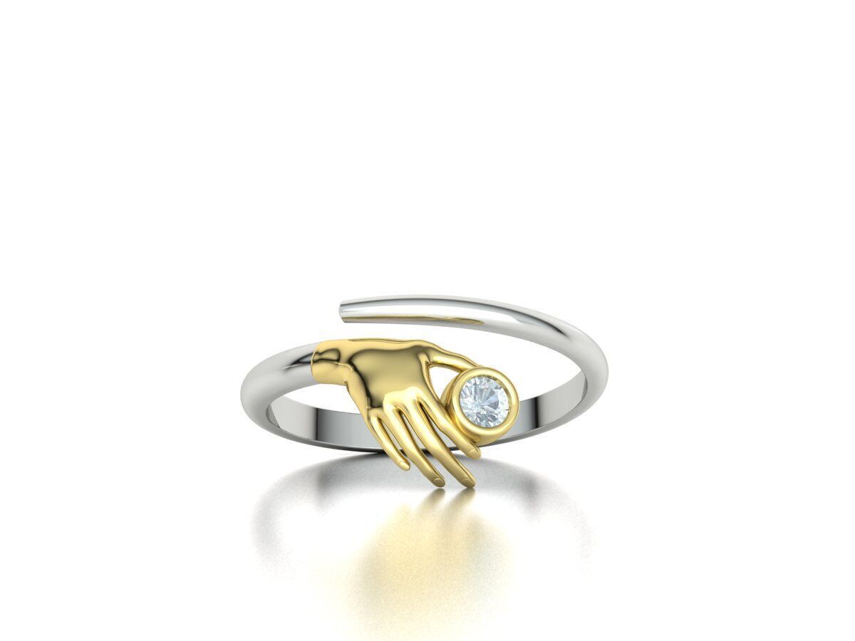 Delicate Hand Jewelry Ring Bezel 3mm gem 3D model 3D print model_2