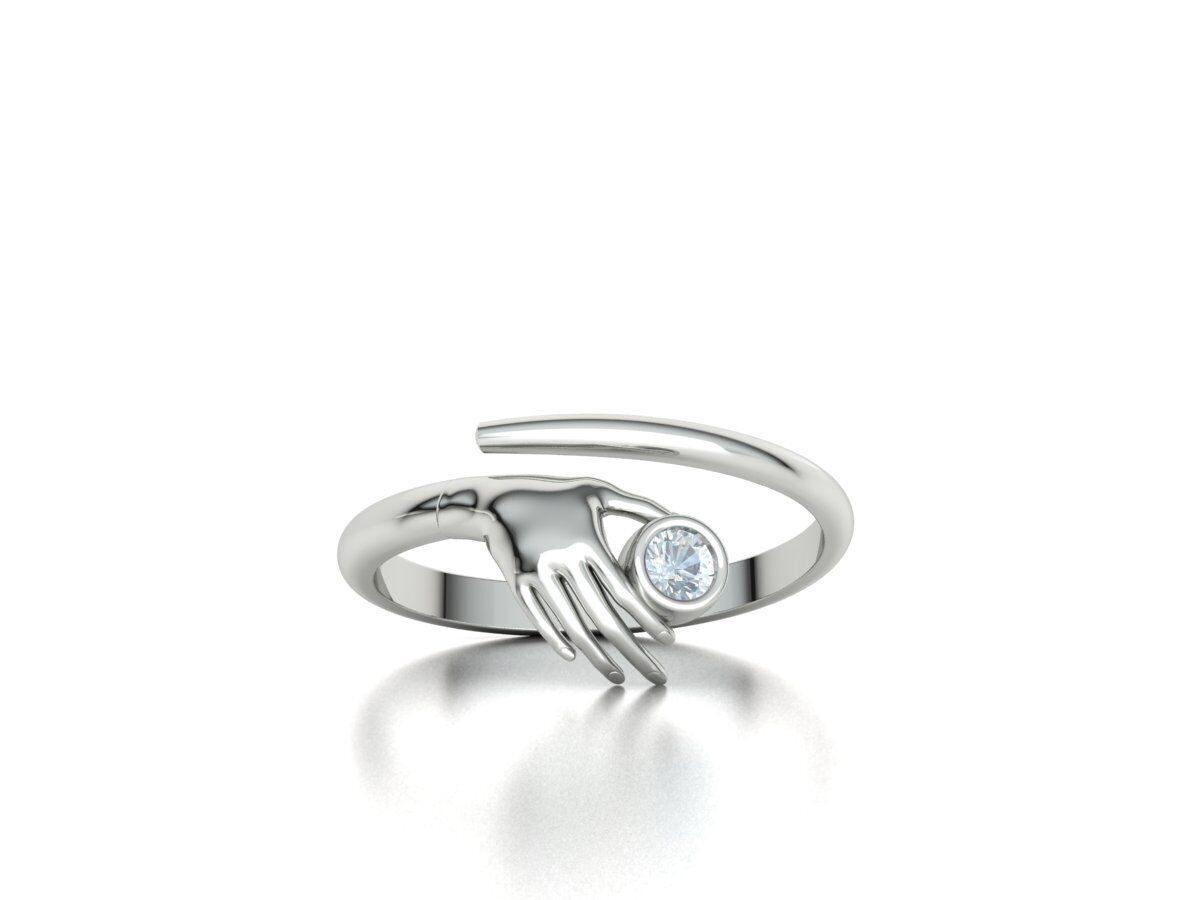 Delicate Hand Jewelry Ring Bezel 3mm gem 3D model 3D print model_13