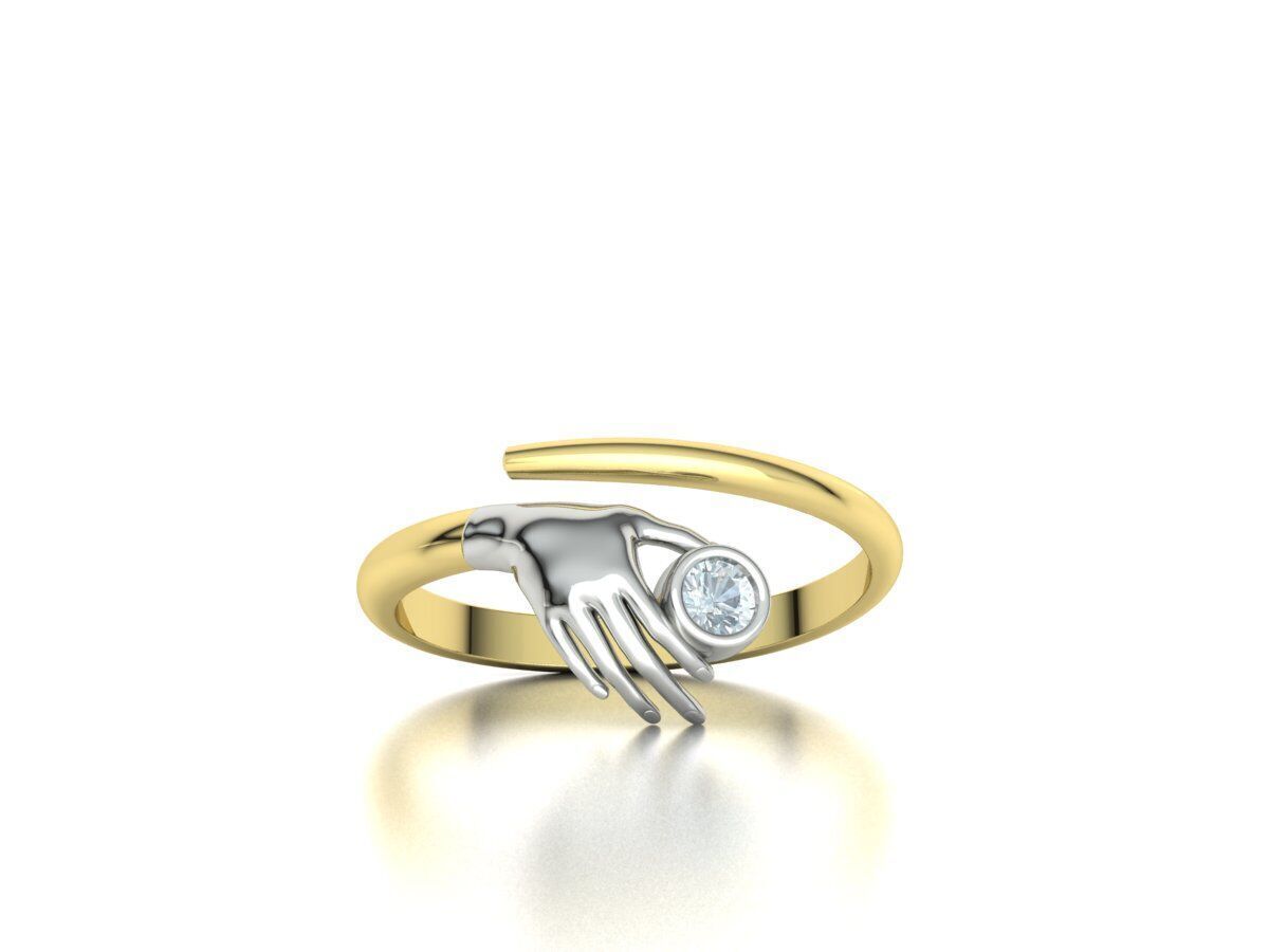 Delicate Hand Jewelry Ring Bezel 3mm gem 3D model 3D print model_27