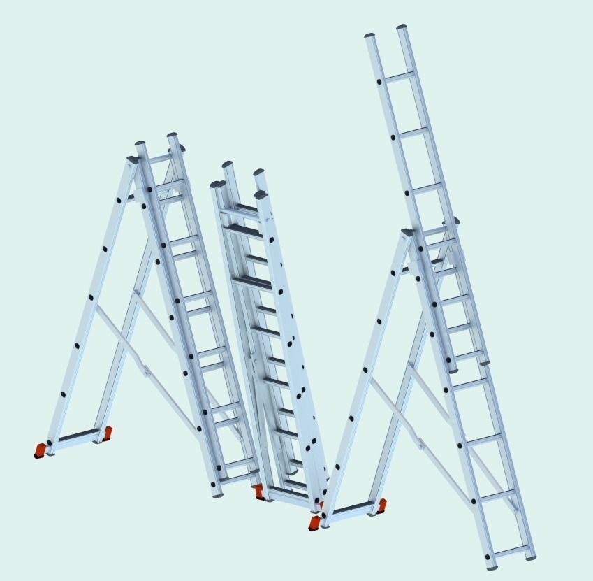 60-Minutes-Ladder three ladders Free 3D model_9