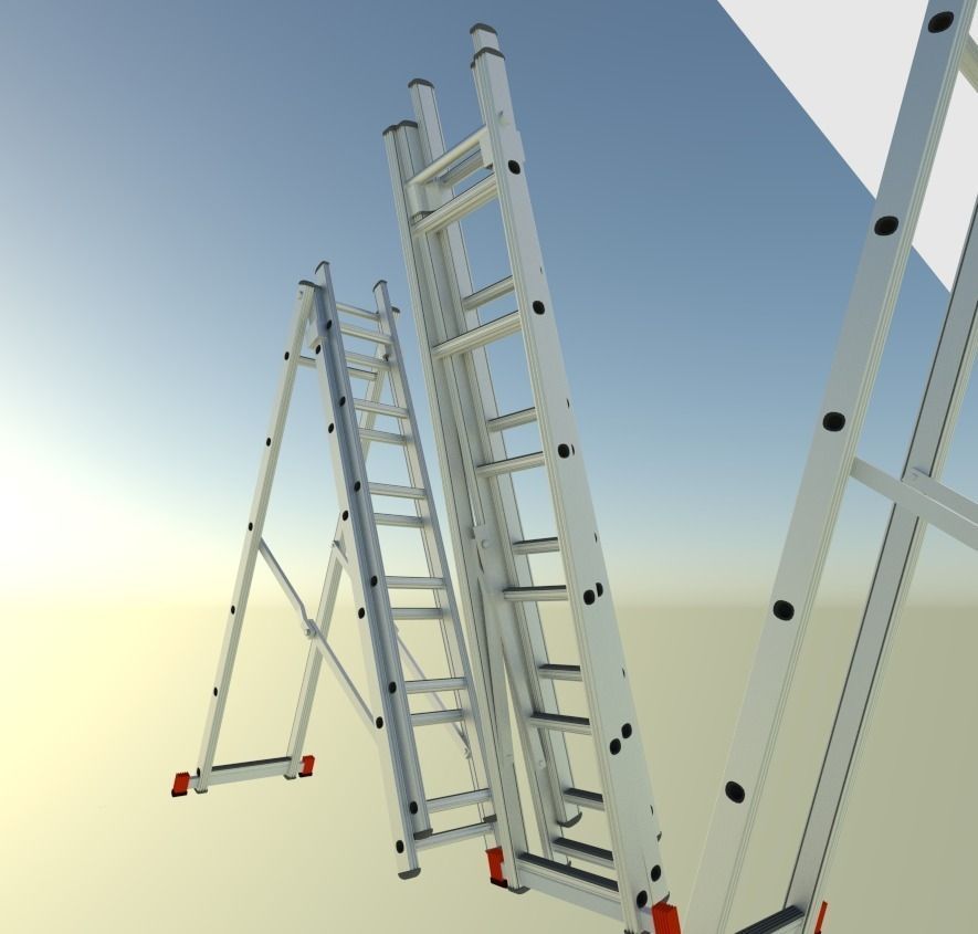60-Minutes-Ladder three ladders Free 3D model_3