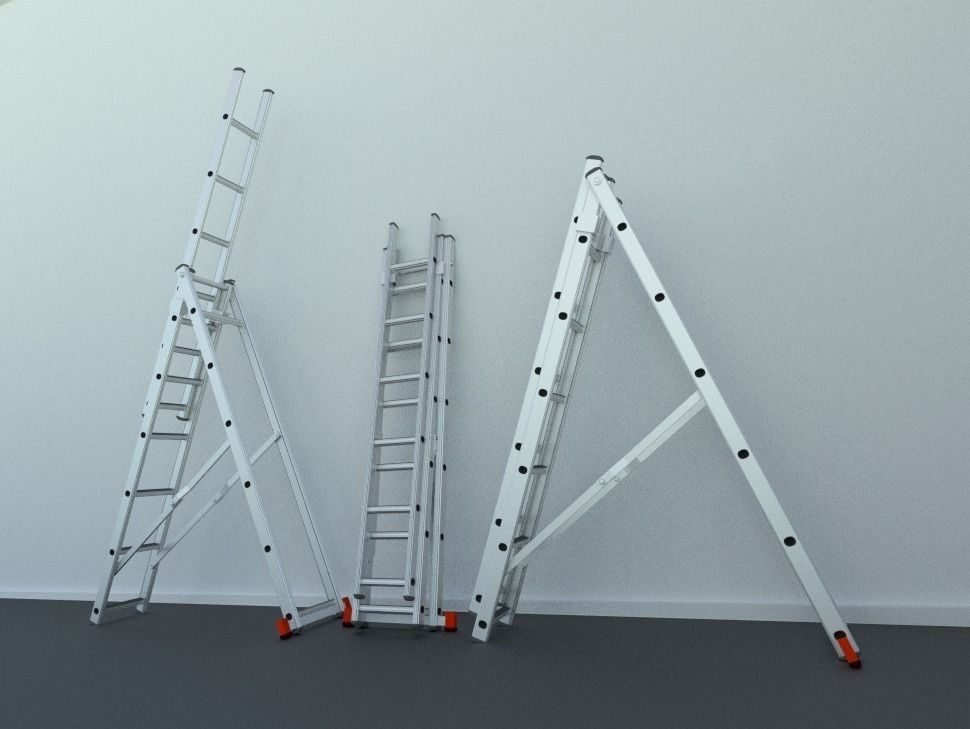 60-Minutes-Ladder three ladders Free 3D model_1