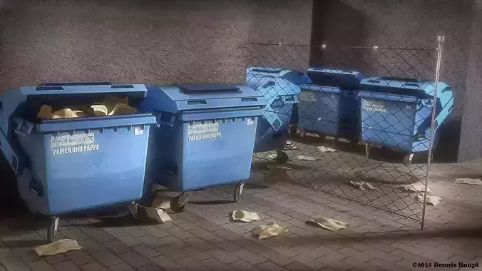 Garbage container with ragdoll settings Free low-poly 3D model
