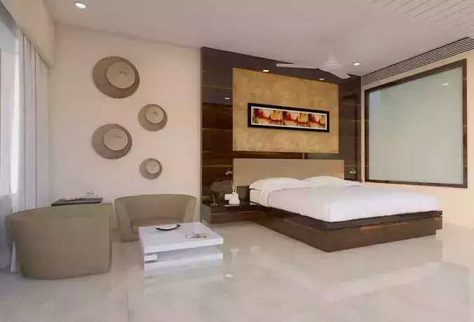 Hotel Bedroom 3D Interior View 3D model