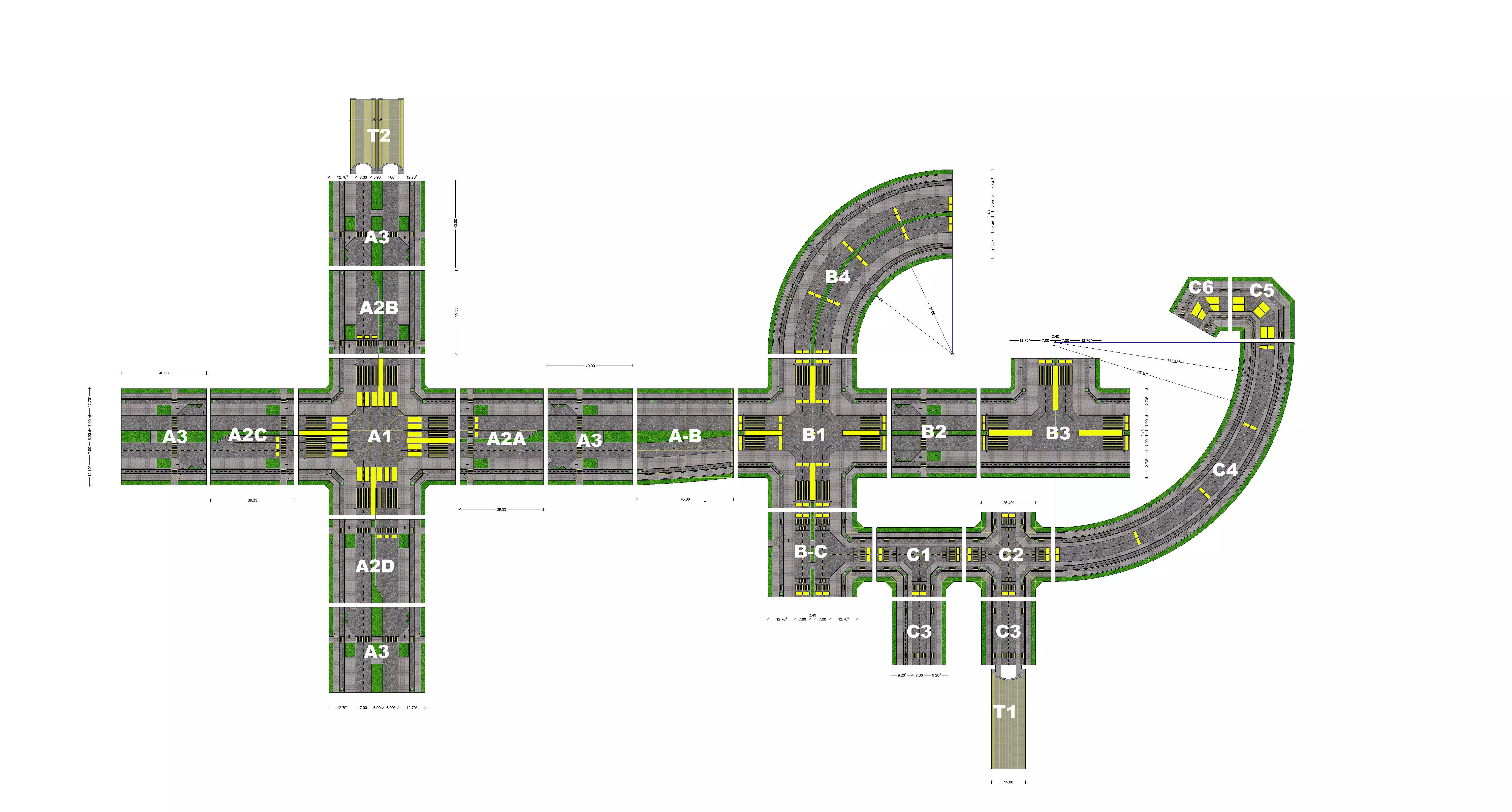 Road and intersection Low-poly 3D model_0