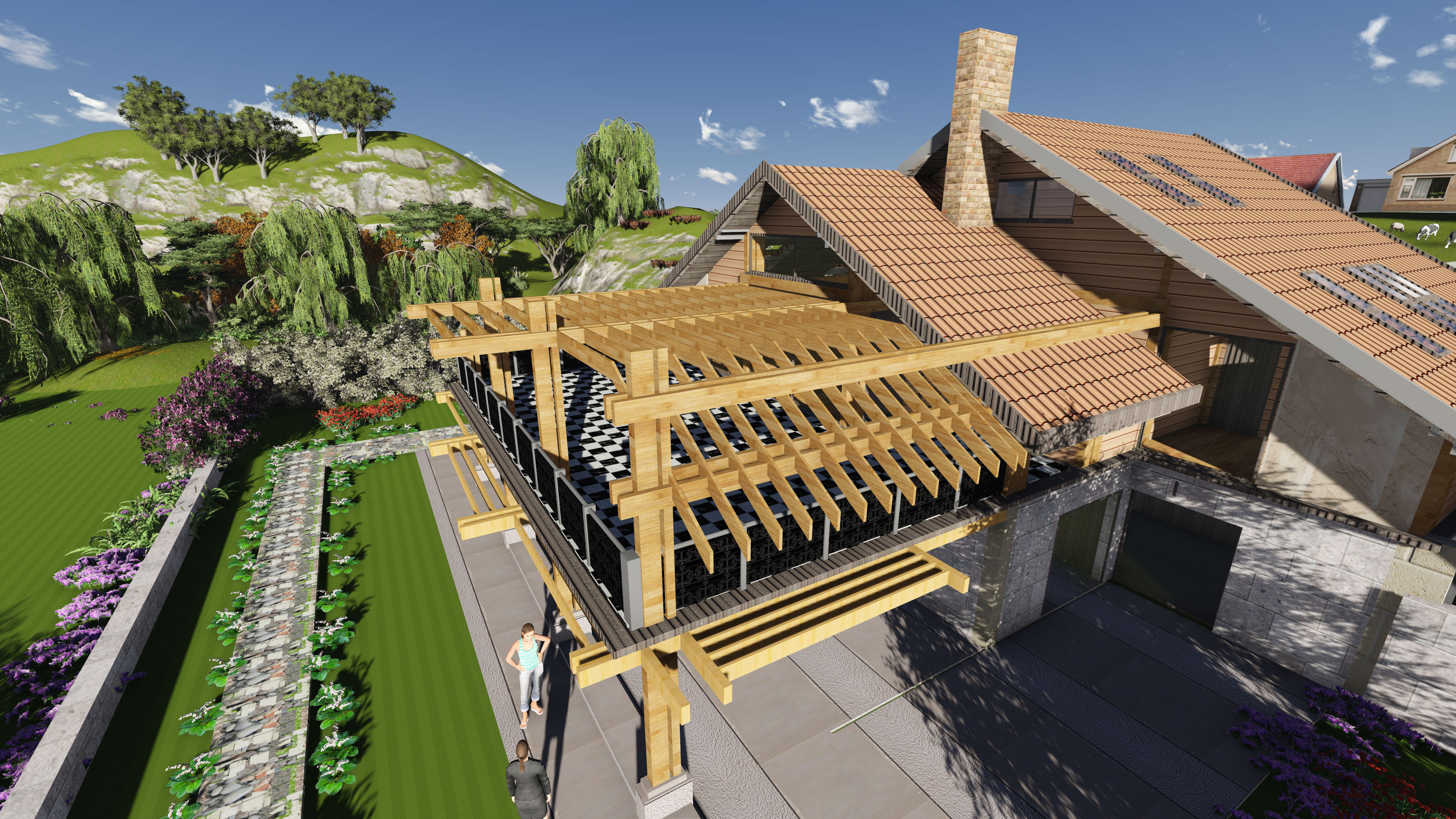 House triangular plan Low-poly 3D model_1