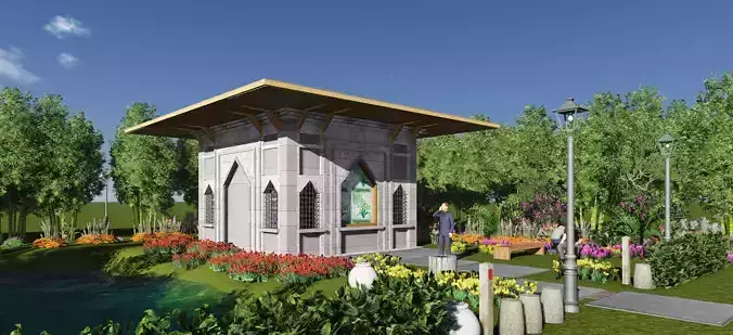 Mini mosque Low-poly 3D model