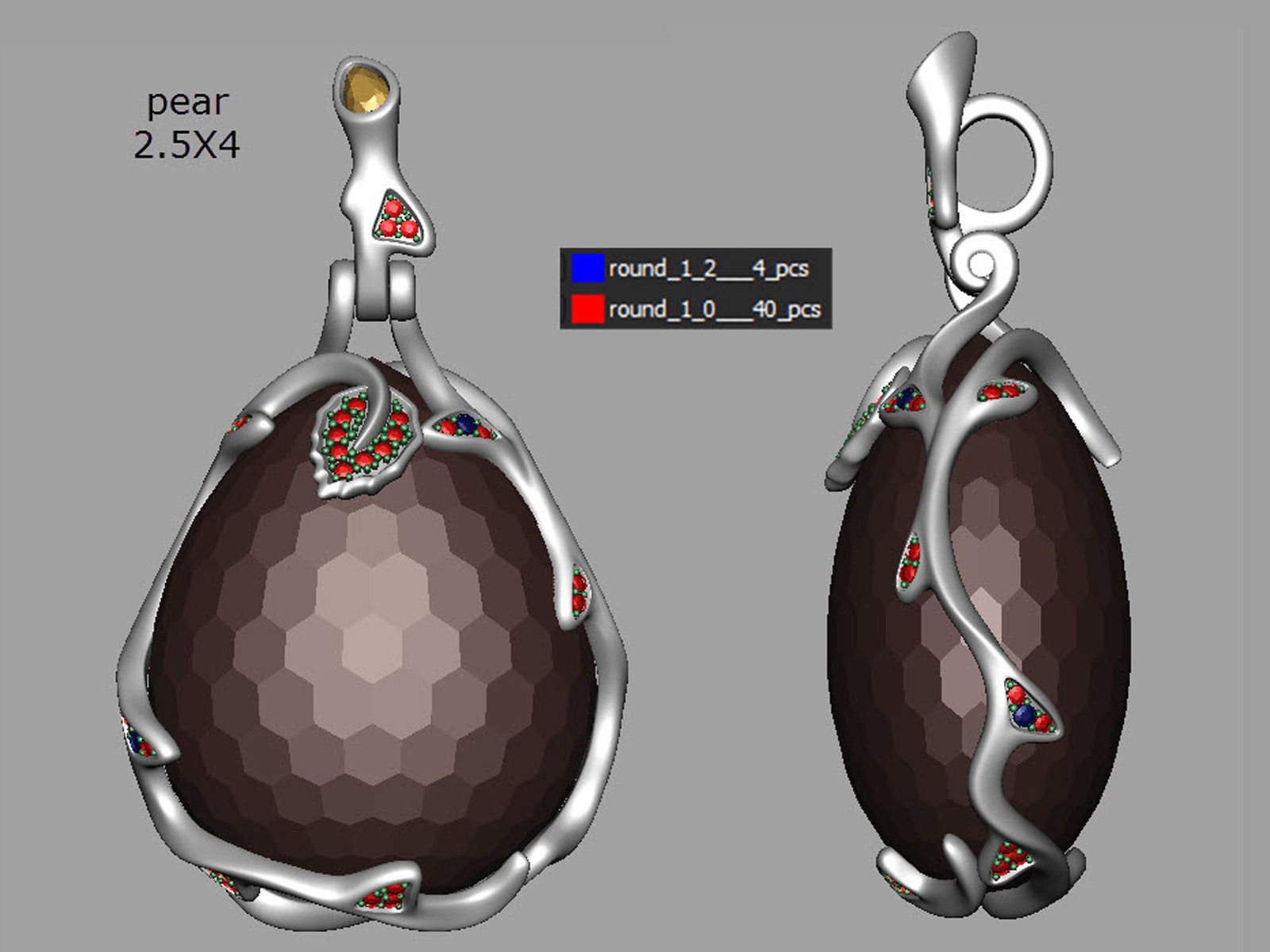 Fashion pendant rose 0033 3D print model_9