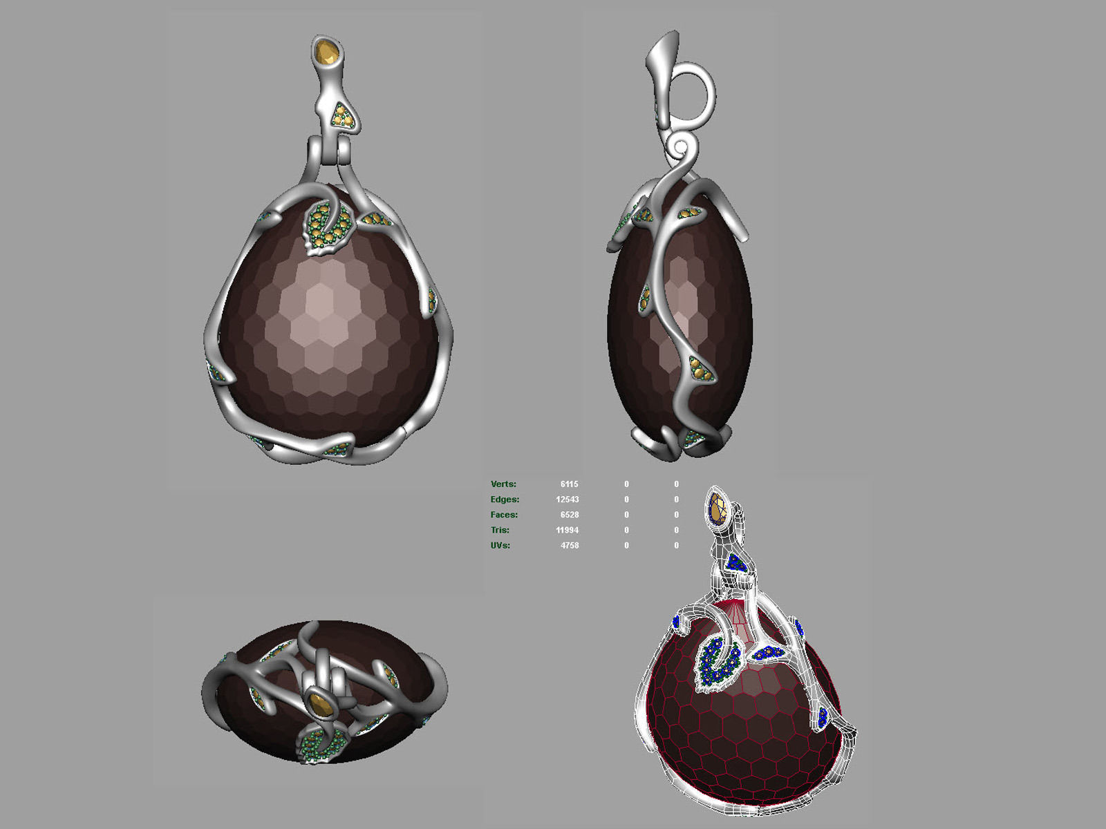 Fashion pendant rose 0033 3D print model_8