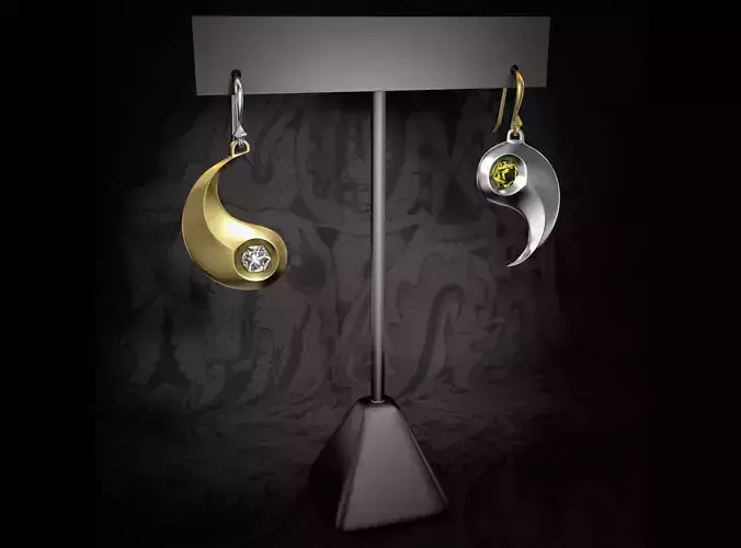 Yin and Yang earrings 3D print model