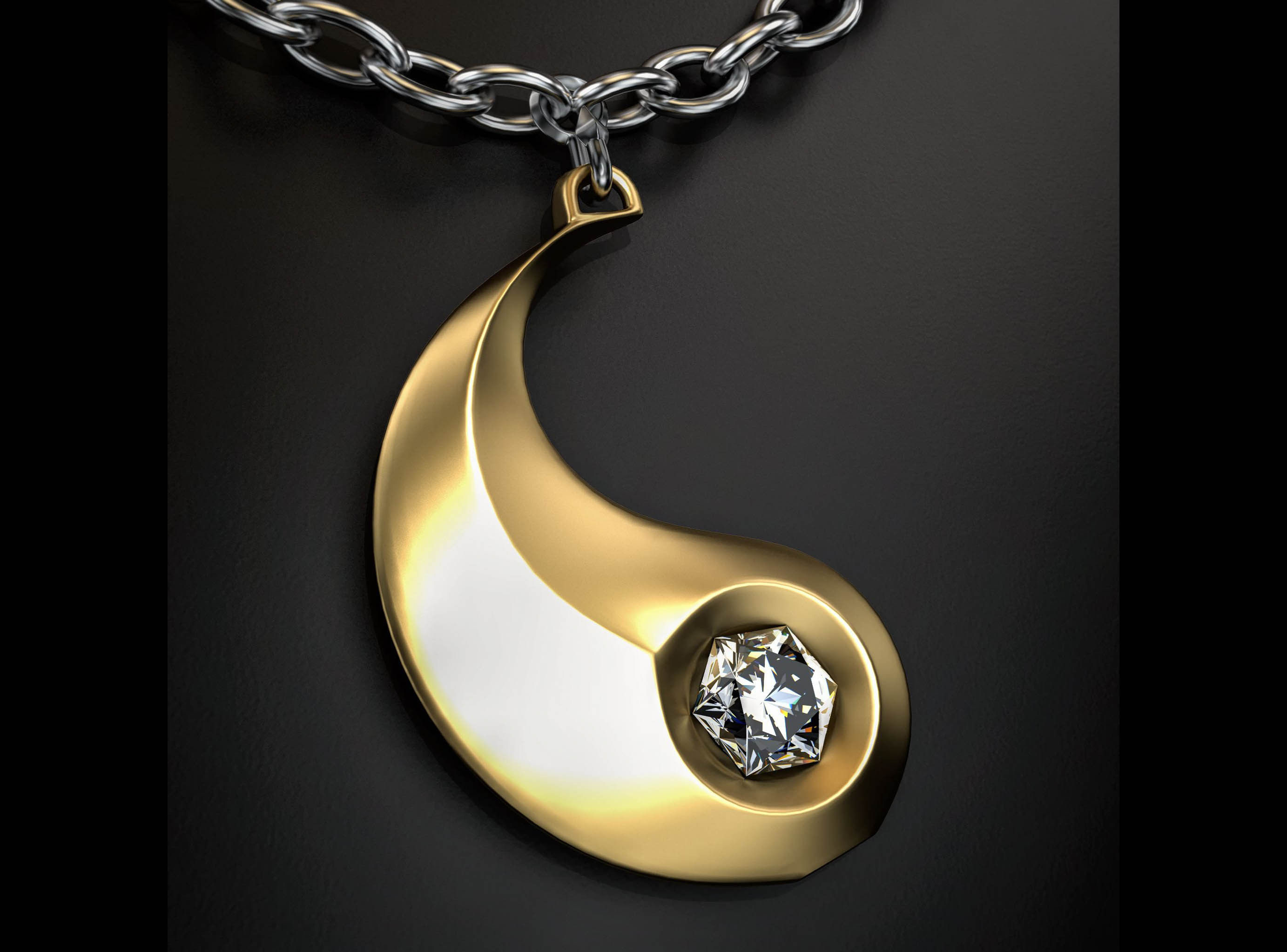 Yin and Yang jewellery set 3D print model_7