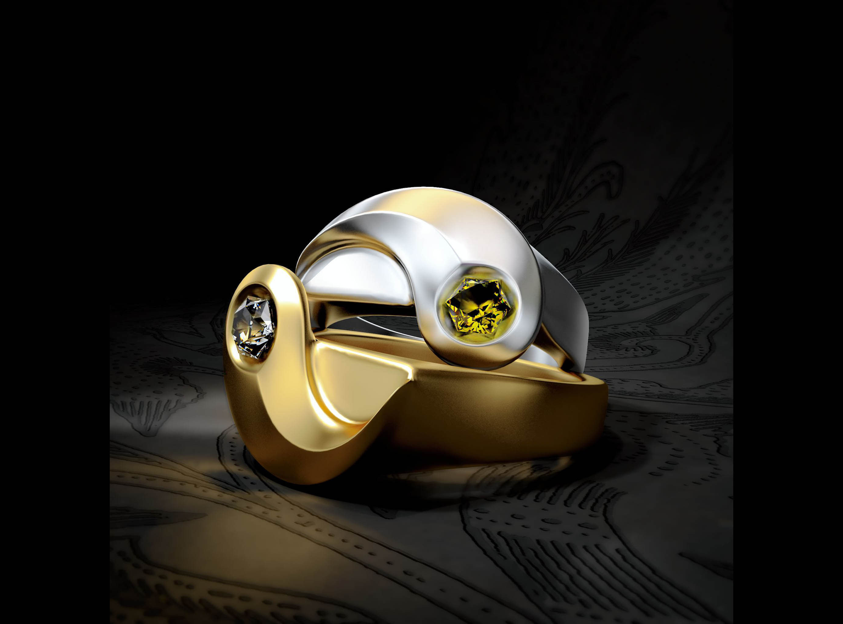 Yin and Yang jewellery set 3D print model_10