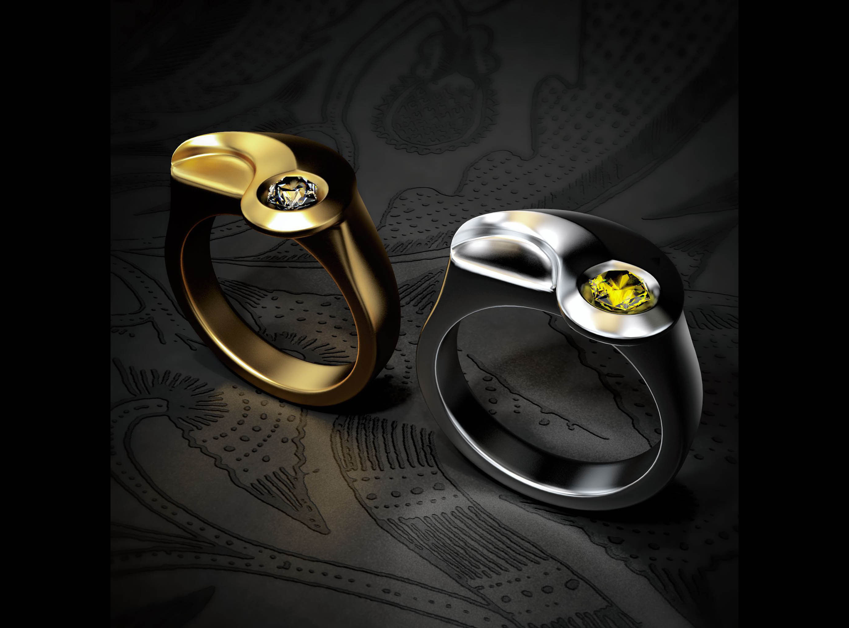 Yin and Yang jewellery set 3D print model_11