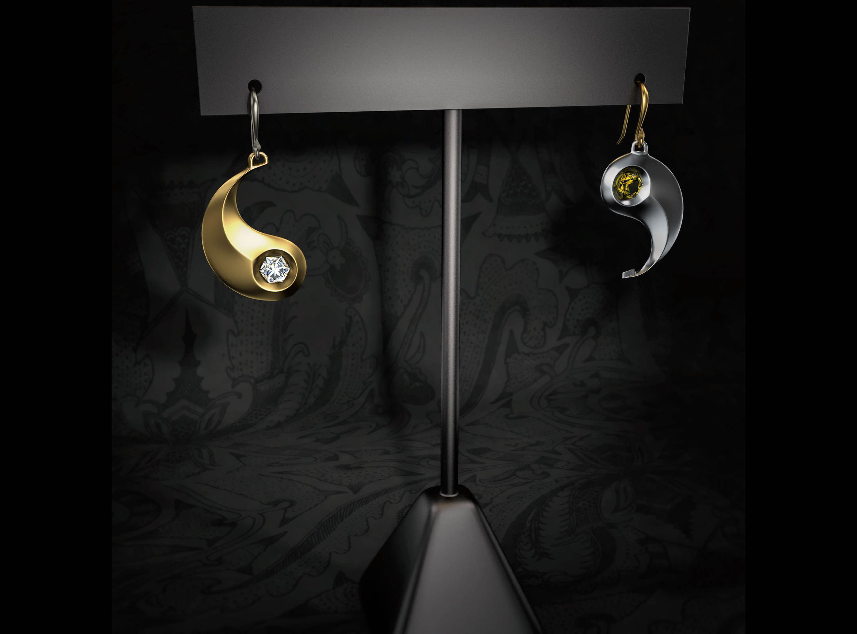 Yin and Yang jewellery set 3D print model_1