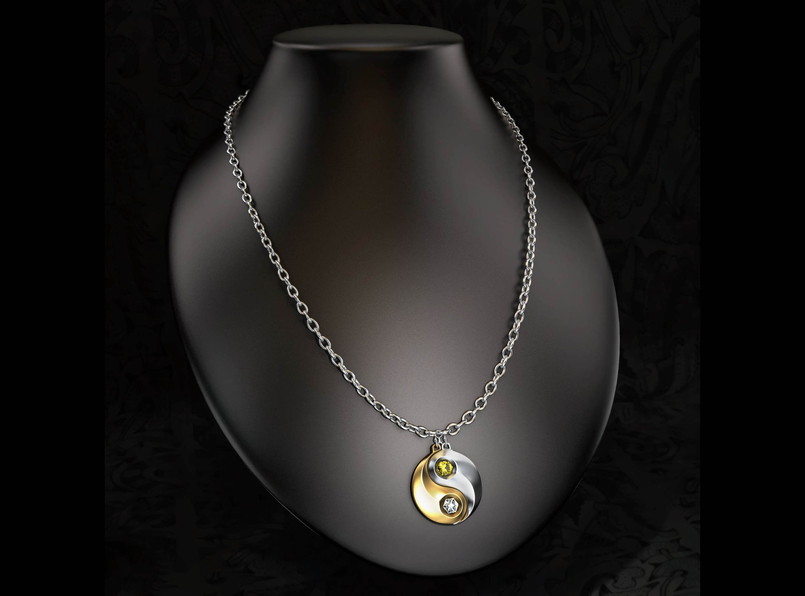 Yin and Yang jewellery set 3D print model_3