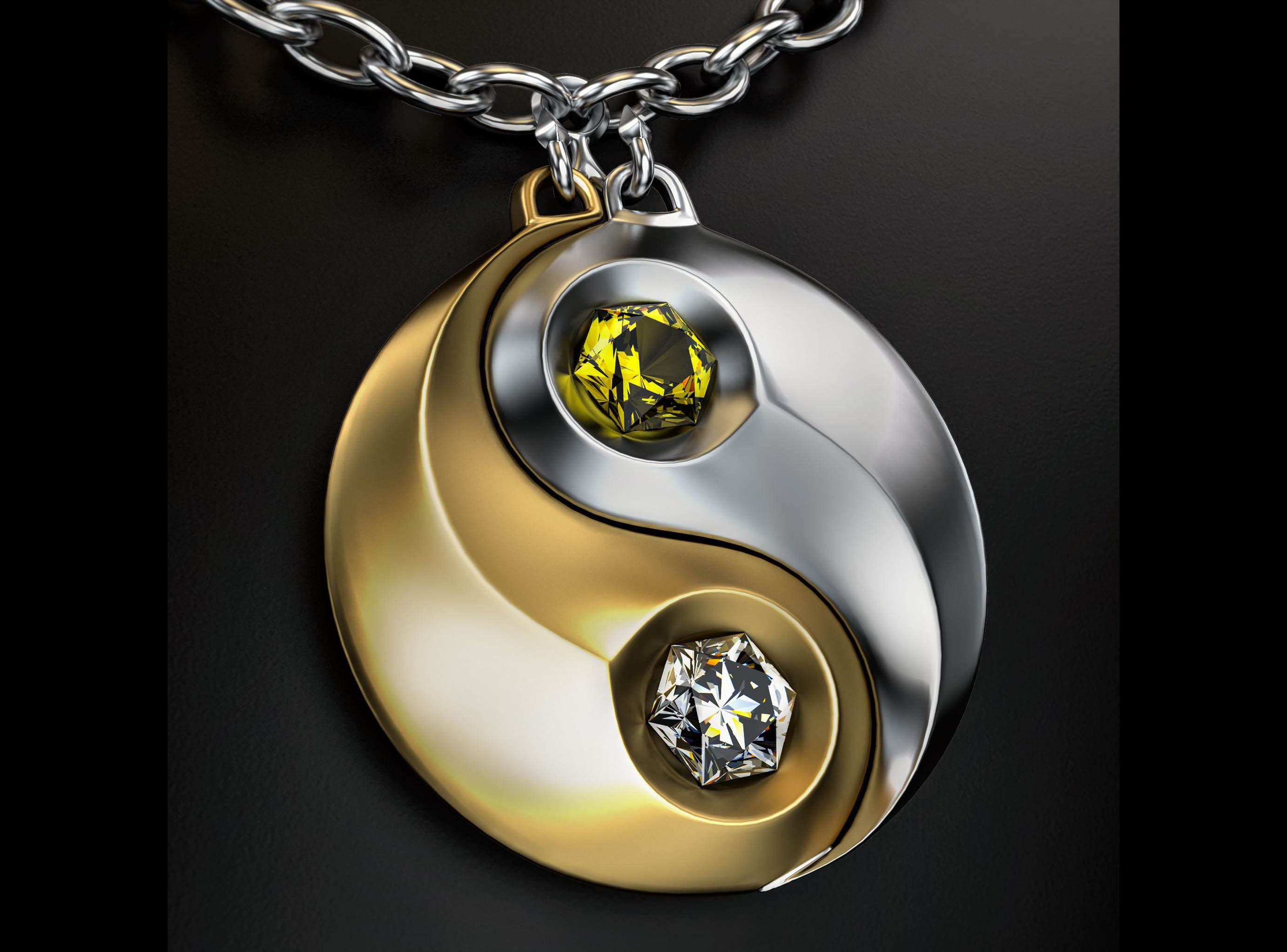 Yin and Yang jewellery set 3D print model_6