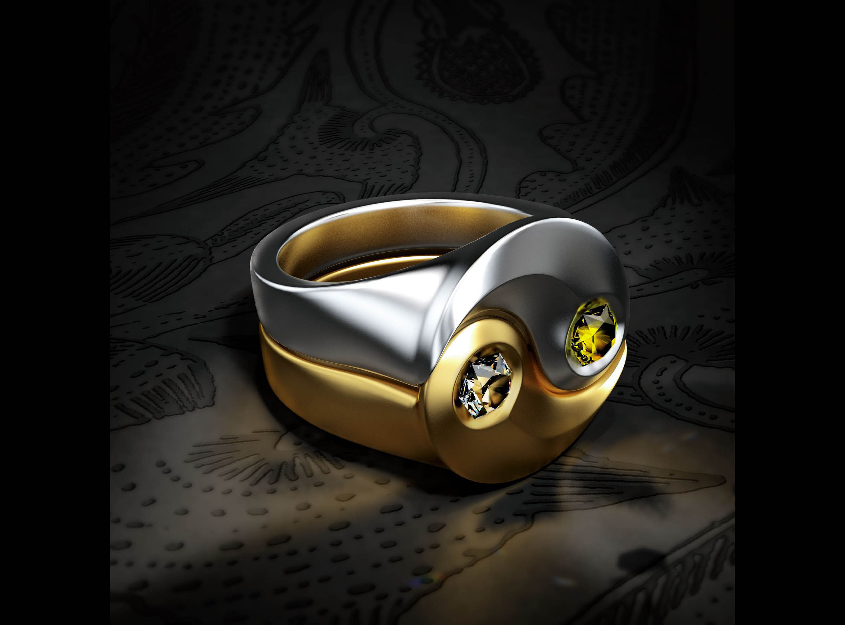 Yin and Yang jewellery set 3D print model_9