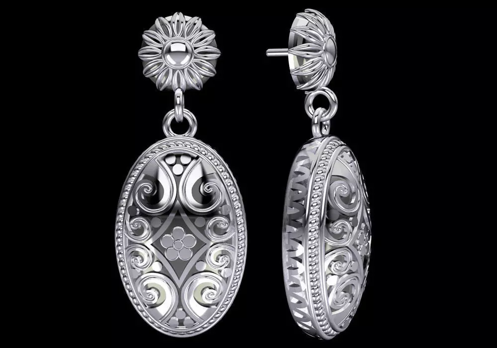 Bali Inspired Silver Earrings 3D print model_0