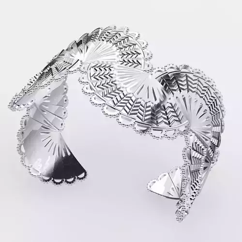 Silver Fan Cuff 3D print model