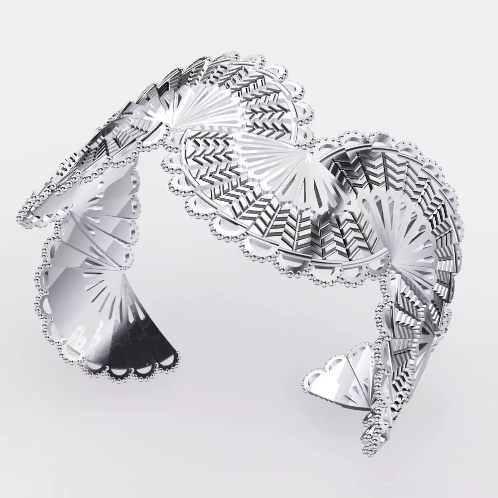 Silver Fan Cuff 3D print model_0