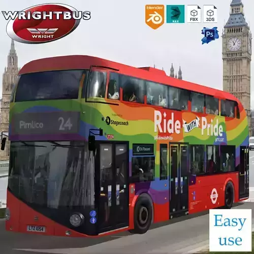 Wrightbus Routemaster Ride With Pride  livery Low-poly 3D model
